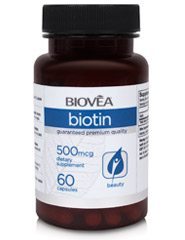 Биотин (Biotin) 500 мкг 60 капсули / 60 дни | Biovea