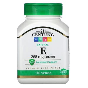 Natural Vitamin E (Натурален Витамин Е) 400 IU 110 гел-капсули | 21st Century