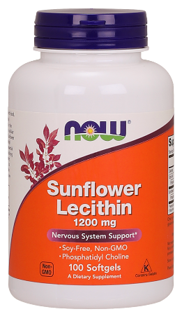Sunflower Lecithin 1200 мг 100 дражета | Now Foods