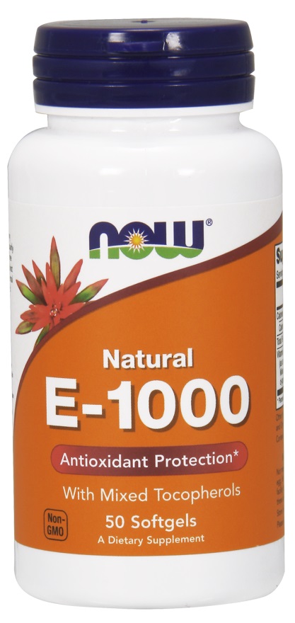 Vitamin Е-1000 Mixed Tocopherols 50 дражета | Now Foods