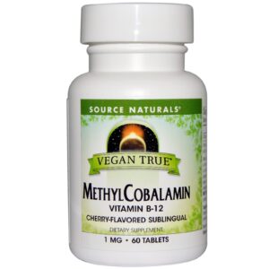 Vegan True MethylCobalamin 1 mg 60 Sublingual Tablets Source Naturals