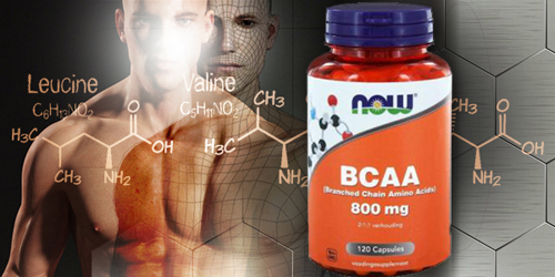 BCAA 800 mg 60/120/240 капсули от Now Foods на страхотна цена подобряват покачването на мускулната маса и предпазват от изтощение