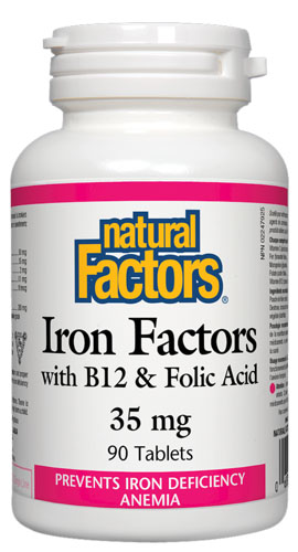Iron Factors® с Витамин В12 и Фолиева киселина 35 мг 90 таблетки | Natural Factors