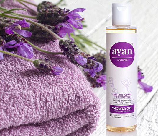 Релаксиращ душ-гел с масло от лавандула 200 мл на топ цена от Ayan с био лавандулово масло, стимулира хидратацията и жизнеността на кожата