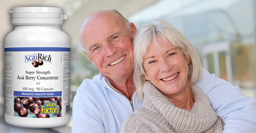 Acai Berry Concentrate 500 mg 90 caps на добра цена от Natural Factors насърчава доброто здраве независимо от естественото остаряване
