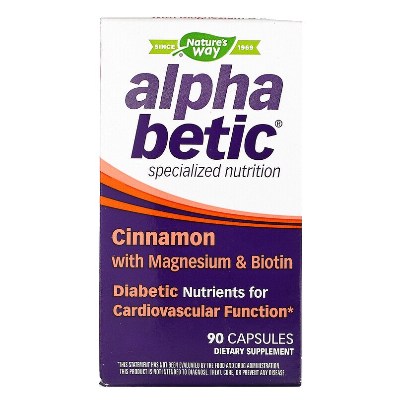 Alpha Betic Cinnamon With Magnesium & Biotin 90 капсули | Nature's Way