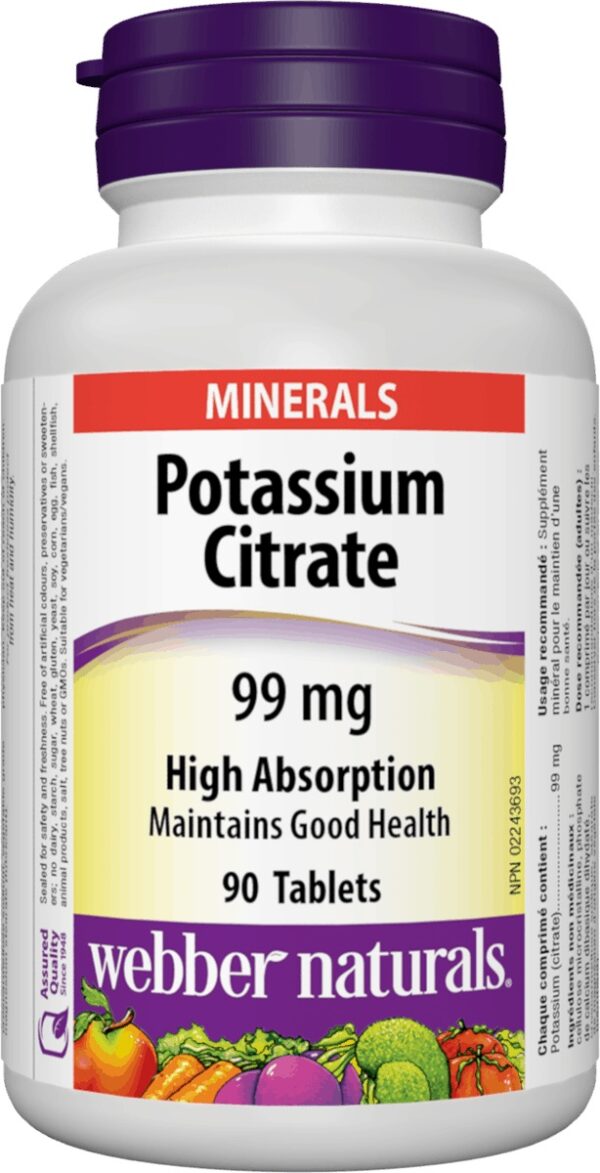 Potassium Citrate High Absorption 99 мг 90 таблетки | Webber Naturals