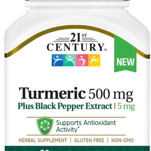 Turmeric 500 мг Plus Black Pepper Extract 5 мг 60 веге капсули | 21st Century