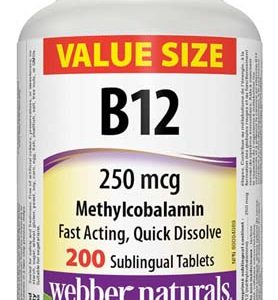 B12 Methylcobalamin 250 мкг 200 таблетки | Webber Naturals