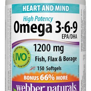 High Potency Omega-3-6-9 1200 мг 150 гел-капсули | Webber Naturals