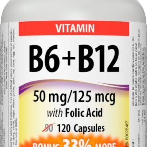 Vitamin B6 + B12 + Folic Acid 120 капсули | Webber Naturals