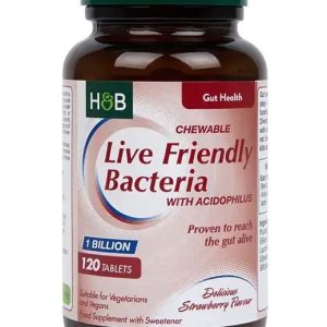 Live Friendly Bacteria with Acidophilus Strawberry Flavour 120 дъвчащи таблетки | Holland & Barrett