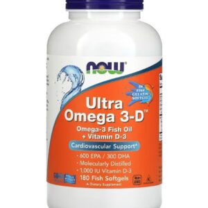 Ultra Omega 3-D 180 гел-капсули | Now Foods