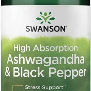 High Absorption Ashwagandha & Black Pepper 120 капсули | Swanson