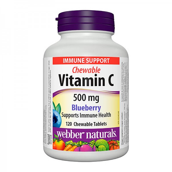 Chewable Vitamin C Blueberry 500 мг 120 дъвчащи таблетки | Webber Naturals