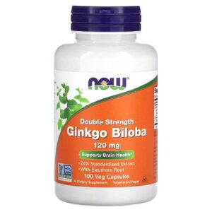 Double Strength Ginkgo Biloba 120 мг 100 веге капсули | Now Foods