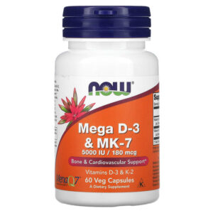 Mega D-3 & MK-7 5000 IU/180 мкг 60 веге капсули | Now Foods