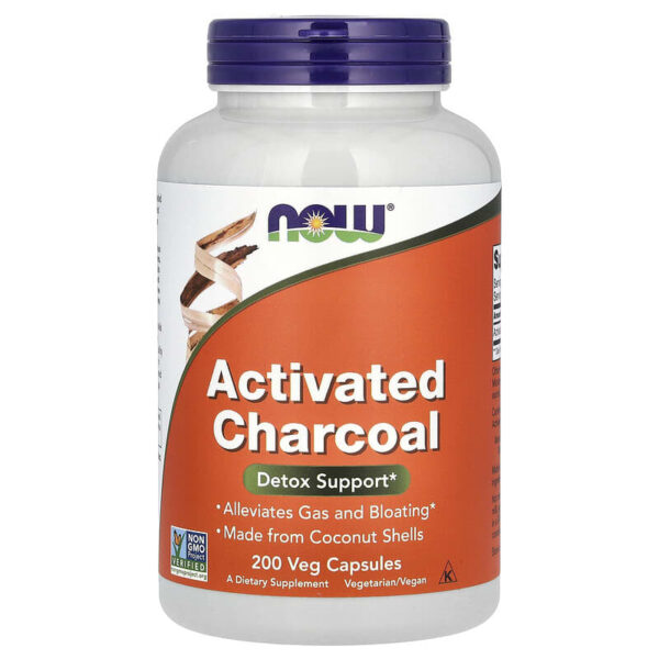 Activated Charcoal 200 веге капсули | Now Foods