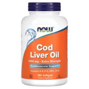 Cod Liver Oil 1000 мг 180 гел-капсули | Now Foods