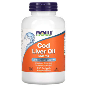 Cod Liver Oil 650 мг 250 гел-капсули | Now Foods