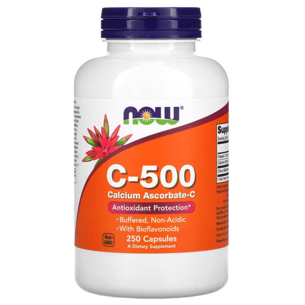 Vitamin C-500 Calcium Ascorbate-C 250 веге капсули | Now Foods