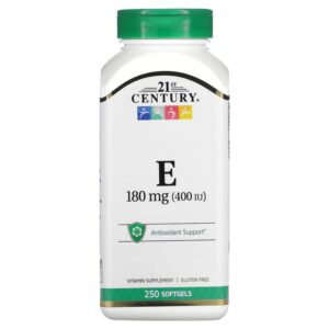 Vitamin E 400 IU (180 мг) 250 гел-капсули | 21st Century